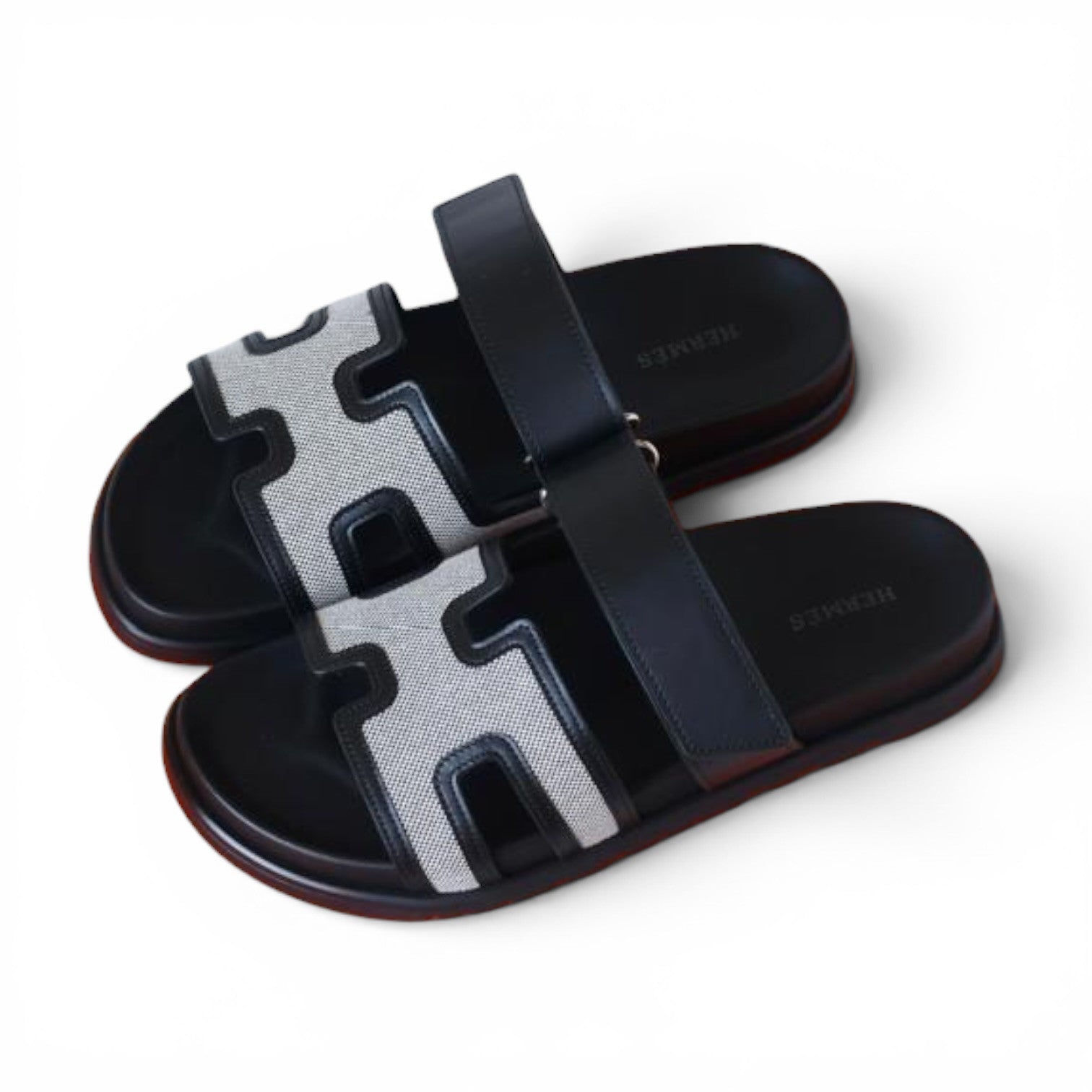 hermes sandal black leather
