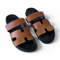hermes sandal brown leather